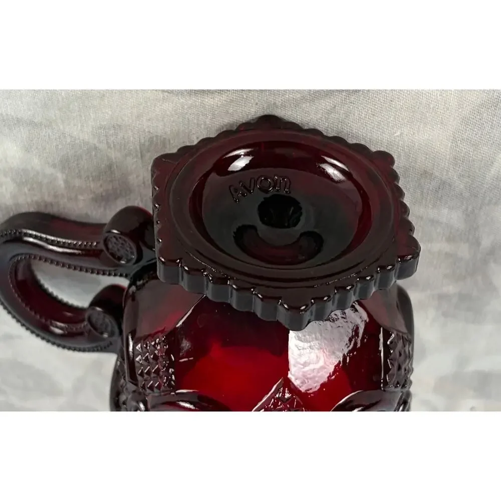 Avon Cape Cod Ruby Red Glass Creamer Vintage Pedestal Cream Pitcher